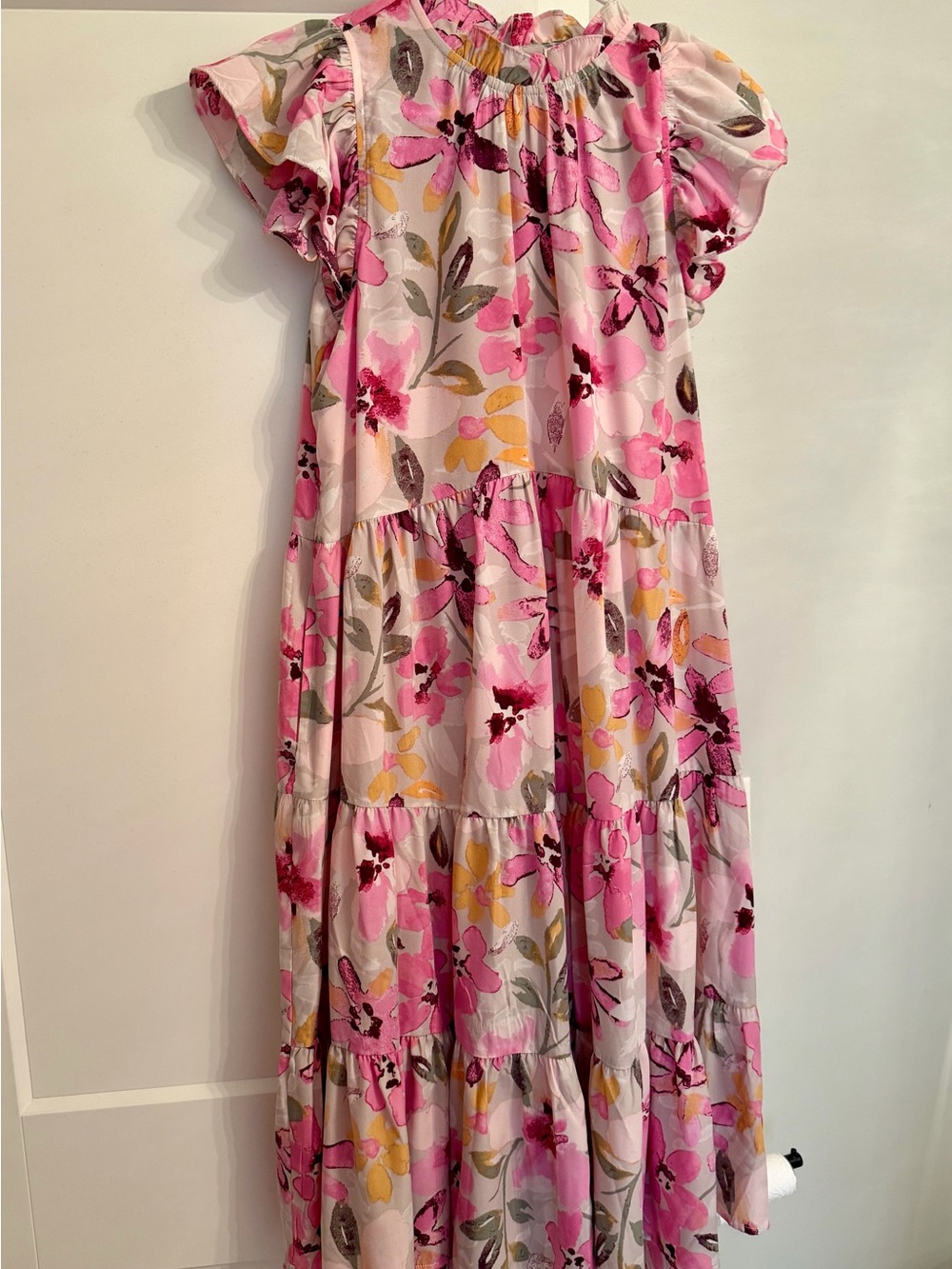 Pinch Women’s Pink Floral Tiered Midi Dress